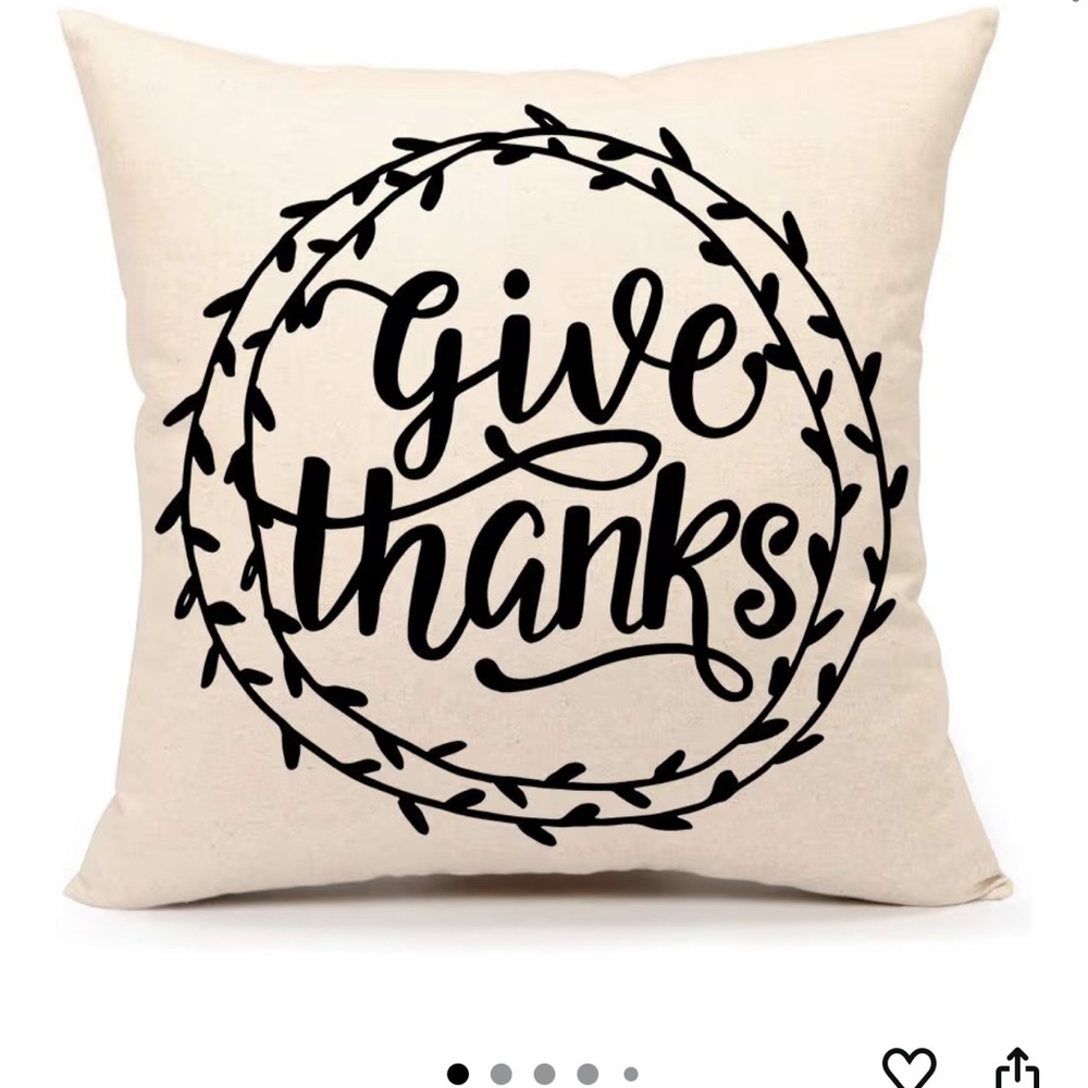 Decorative 'Give Thanks' Throw Pillow - Black and Cream